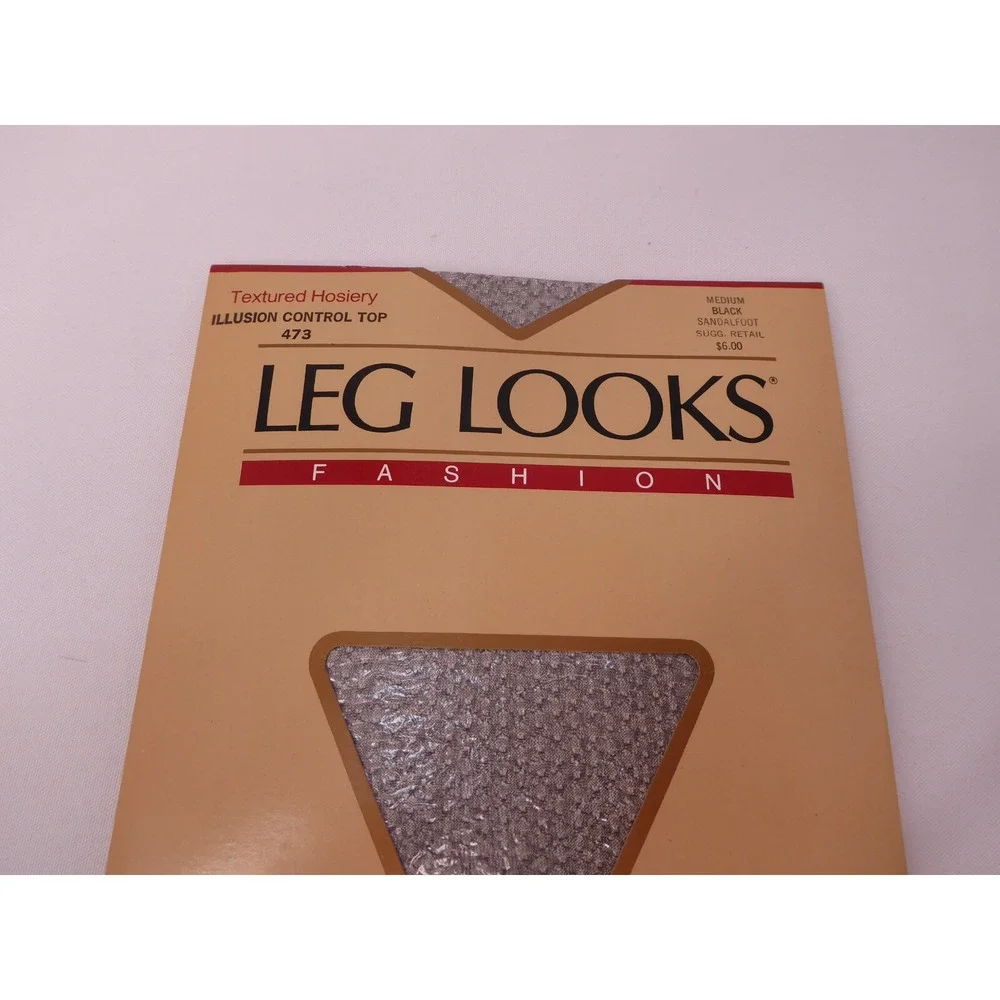 VTG Pantyhose Burlington Illusion Control Top 473 Leg Looks Black Fashion Medium